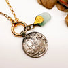 Vintage Coin + Sea Glass Charm Pop Necklace