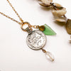 Vintage Coin + Sea Glass Charm Pop Necklace