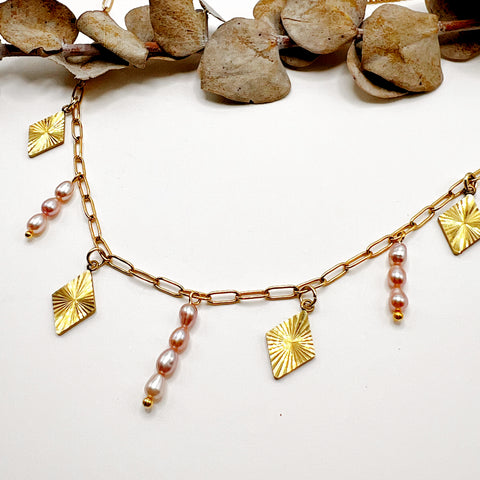 Delicate Pearl Charm Necklace