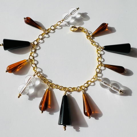 Vintage Charm Bracelet: Tort + Black + Clear