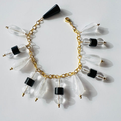 Vintage Charm Bracelet: Black + Clear