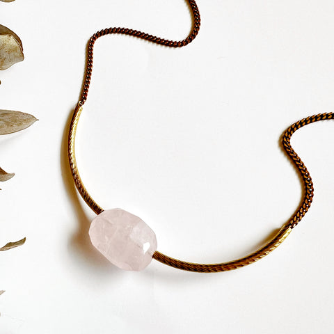 Chloe Collar: Pink Quartz (19 inches plus adjuster chain)