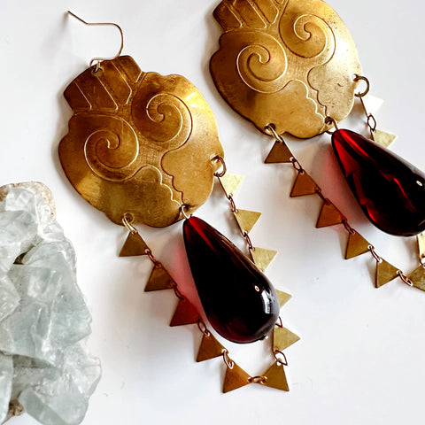 More is More Earrings: Dark Wine Red Lucite