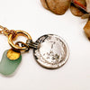 Vintage Coin + Sea Glass Charm Pop Necklace