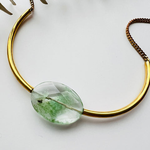 Chloe Collar: Green Quartz (19 inches plus adjuster chain)