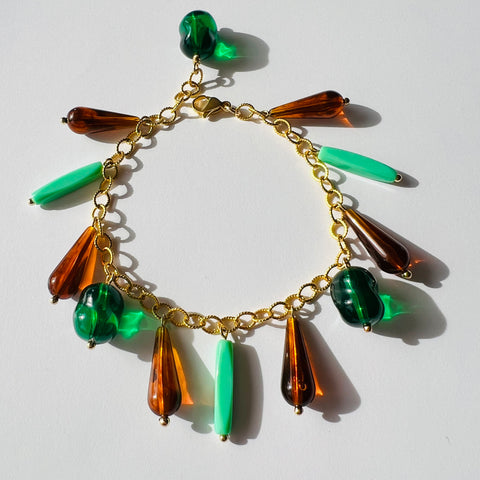 Vintage Charm Bracelet: Tort + Green