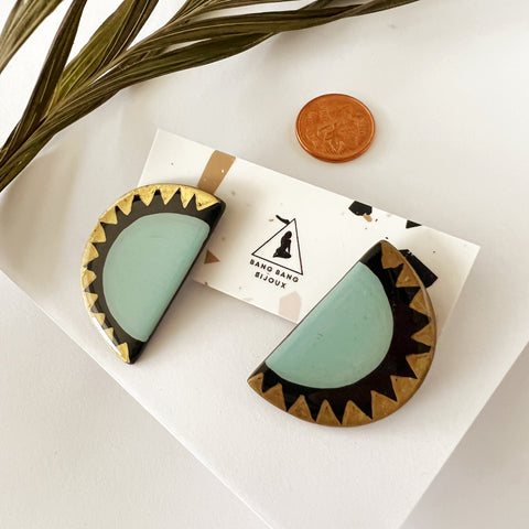 Hand-Painted Half Moon Studs