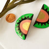 Hand-Painted Half Moon Studs