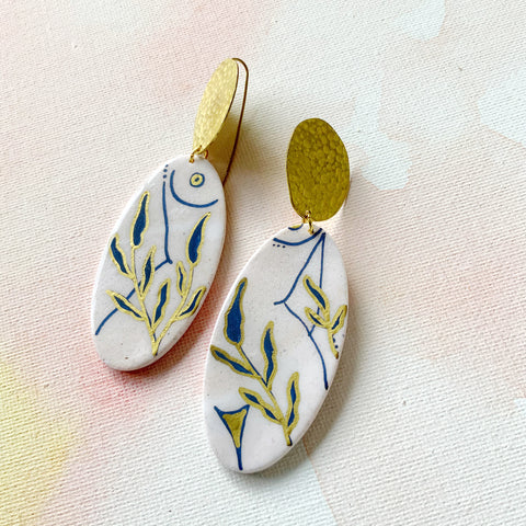 Golden Bods Fine Line Earrings