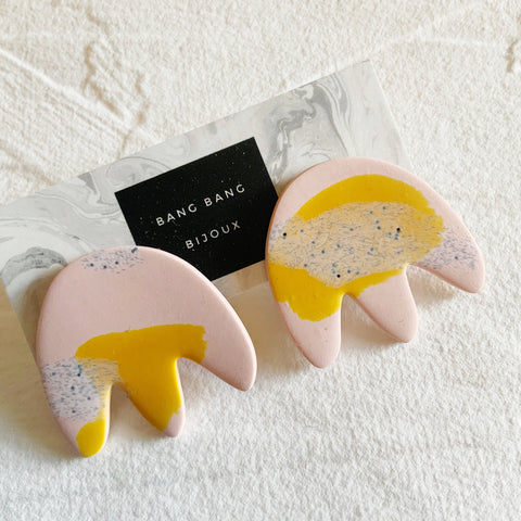 Little Tulip Studs: Pink + Mustard