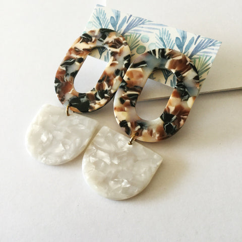 Neelam Earrings: Multi Tort, White