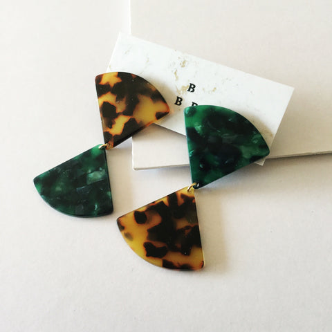 Coco Earrings: Brown Tort, Green