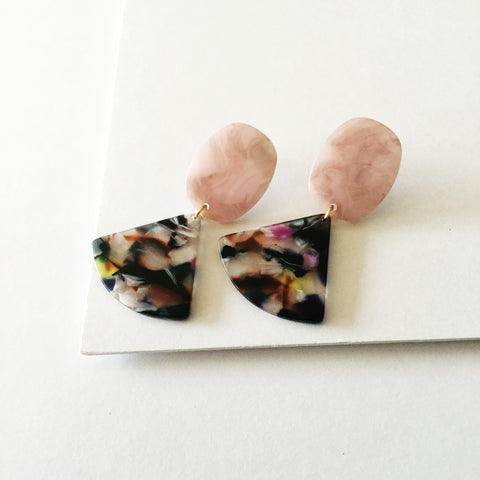 Mini Zelda Earrings: Pink, Multi Tort