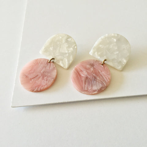 Fearne Earrings: Pink, White