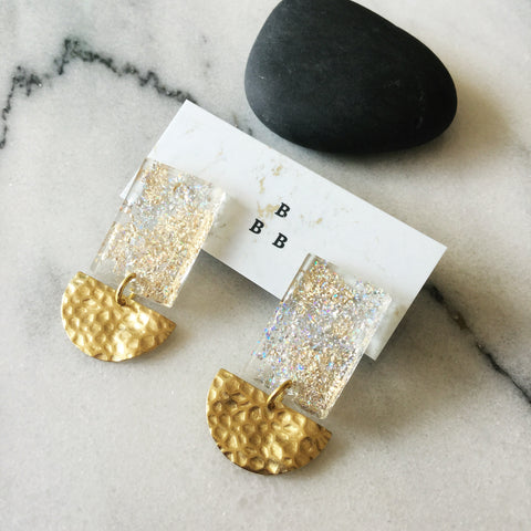 Soft Pop Earrings: Rectangle Irridescents