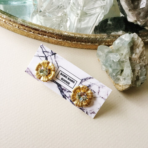 Floral Ear Shields: Pale Irridescent lemon